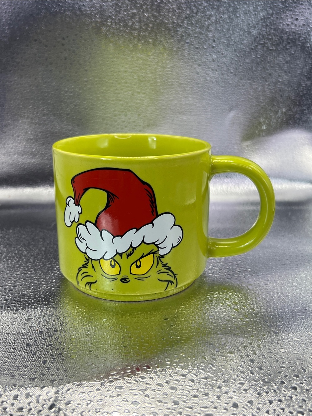 Dr. Seuss Grinch Mug in Bright Lime Green with Red Santa Hat 2023